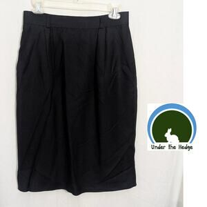 Vtg Evan Picone Black Lined Pencil Skirt Fits Small Petite Office Career Natural